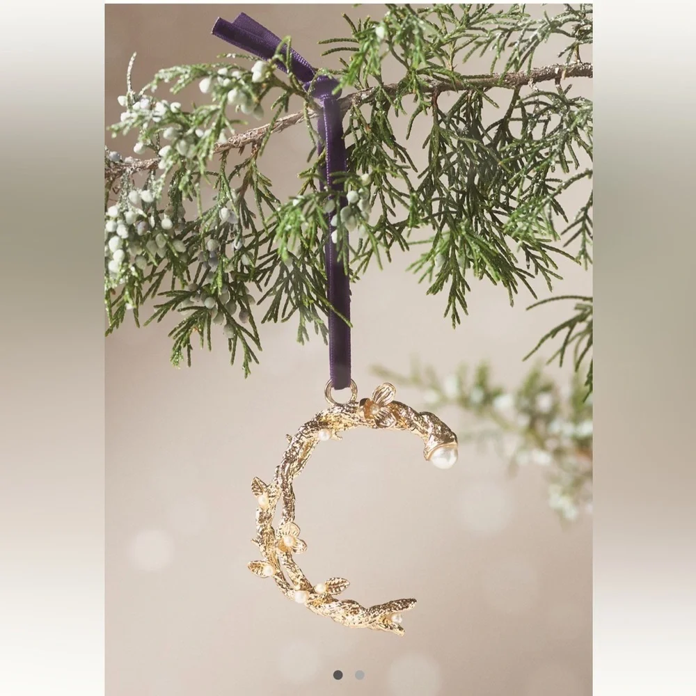 Anthropologie Aurelia gold monogram ornament C NWT